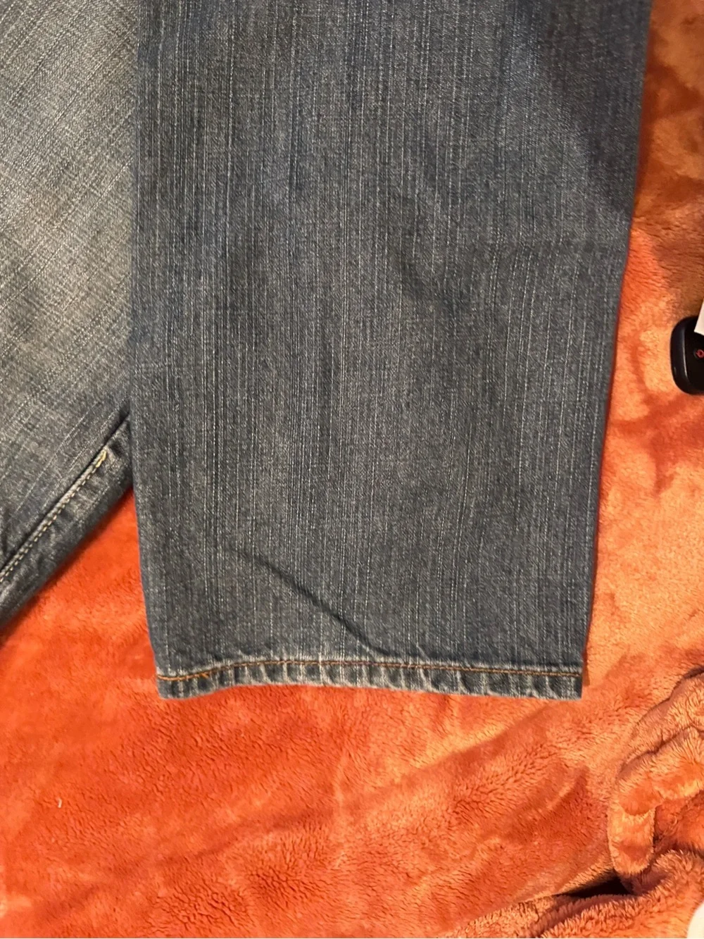 Levi's blue denim jeans with tan leather patch